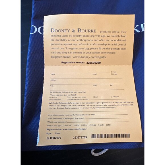 Dooney & Bourke Navy Leather Hobo Bag With Gold Hardware & Red Interior - Picture 7 of 8